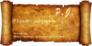 Piszár Julianna névjegykártya